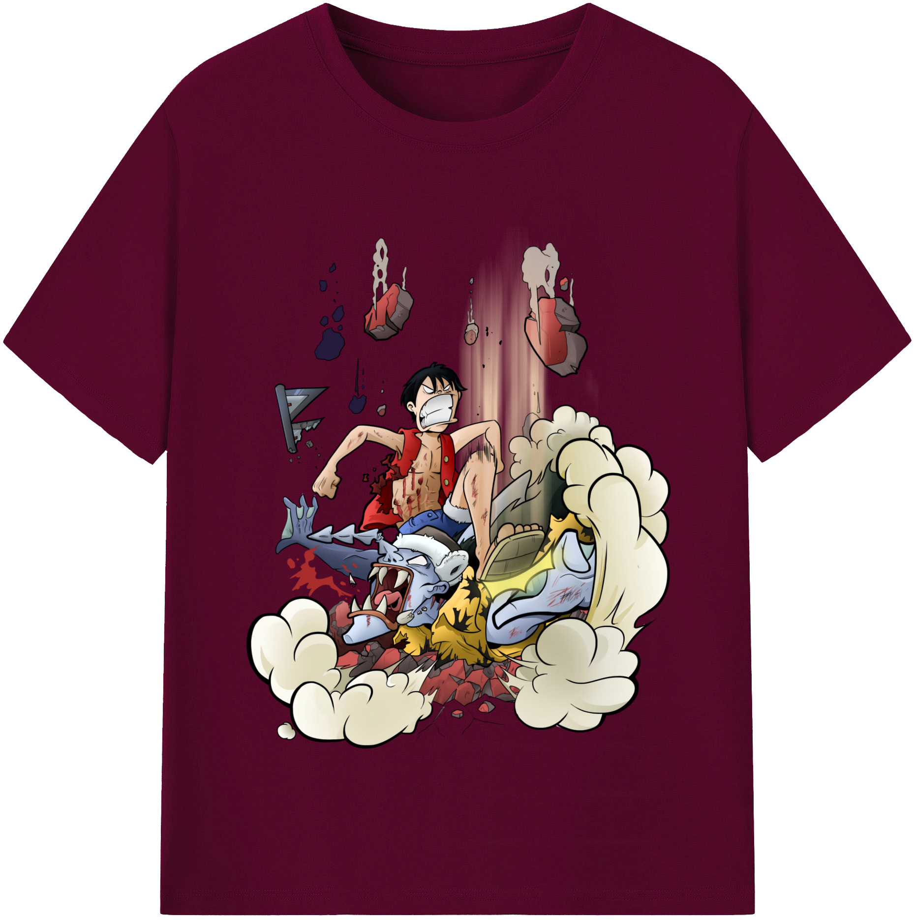 ワンピース モンキー・D・ルフィ ONE PIECE Monkey D. Luffy レディースカジュアルプリントTシャツ（綿100％）